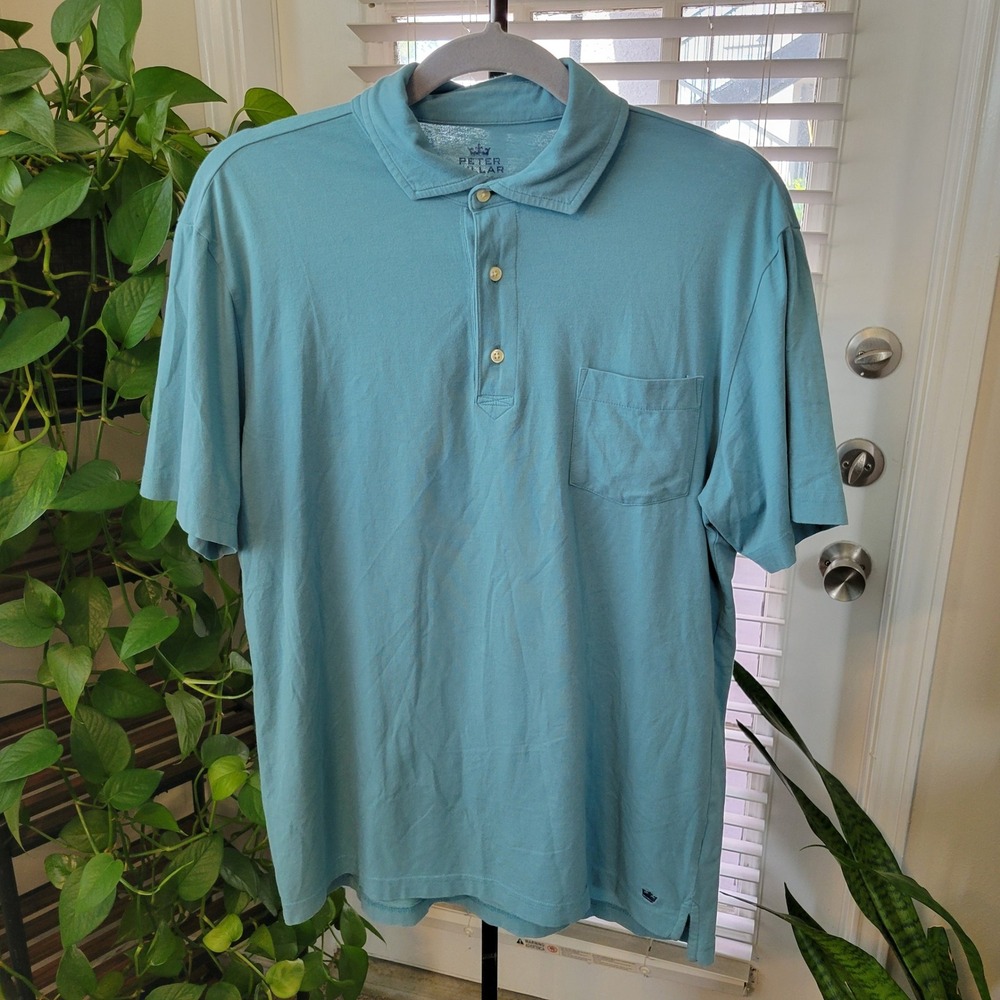 Peter Millar Mountainside Collection Polo Shirt Mens Small Blue Cotton Blend